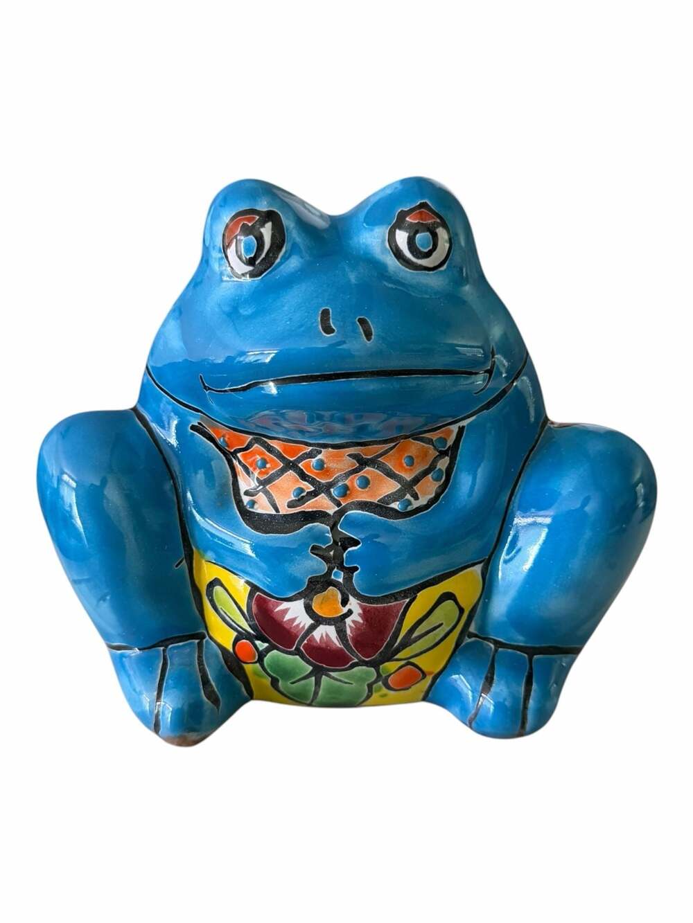 Mexican Talavera Ceramic Frog Planter Hand Painted Pottery